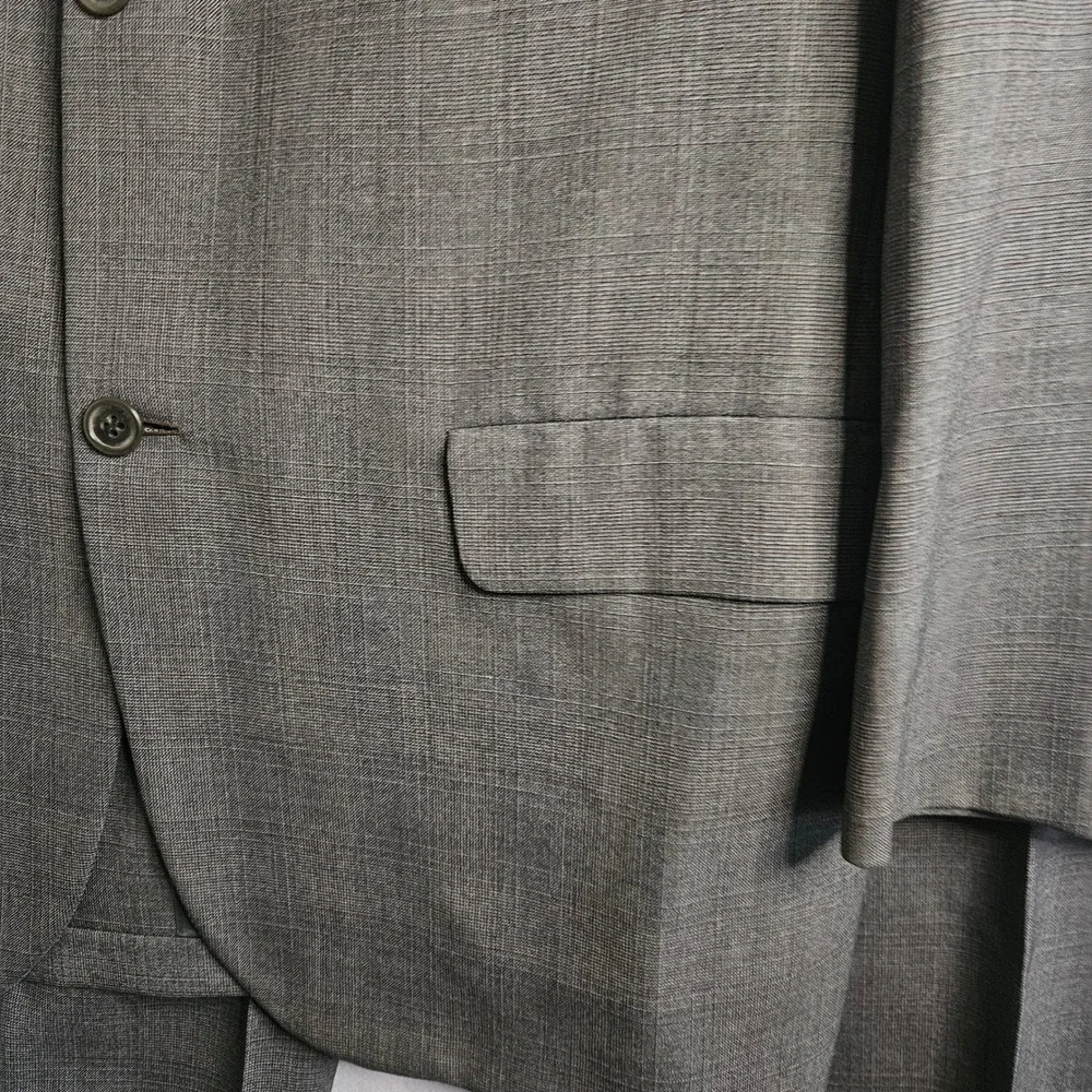 Vtg Hickey Freeman Mens Gray Glen Plaid Suit George J Good Berkeley Wool 42R 32W